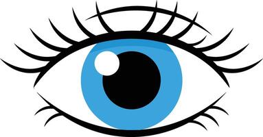 Blue eye with eyelashes illustration for vision and focus concept design vector