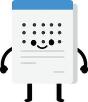 Happy calendar character with blue header and smiling face illustration design vector