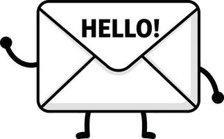 Envelope character waving hand with hello greeting message illustration design friendly communication concept vector