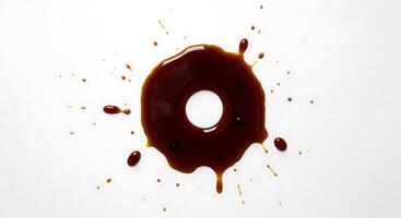 A donut with chocolate sauce on it photo