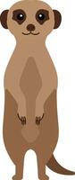 Meerkat standing upright looking forward simple flat design illustration in brown tones vector