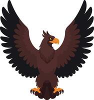 Fierce brown eagle with spread wings and sharp claws illustration of powerful bird of prey vector