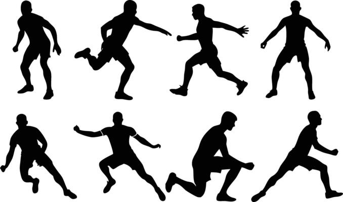 Collection of Male Athlete Silhouettes in Various Dynamic Poses