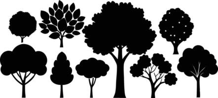 Collection of Diverse Tree Silhouettes for Design Projects vector