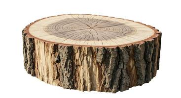 A tree stump with a cross section of the wood photo