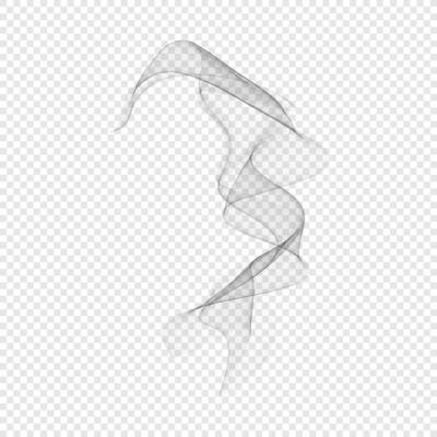 Smoke . Black isolated cigarette curved vapor. Steam transparent effect. Vapour from aroma candle on white background. winding fume eps illustration