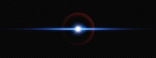 Bright blue neon flare with radiant beams and sparkling glare on dark background. Abstract effect for fast motion fantasy visuals. Shiny optical streak and crystal burst for futuristic design. vector