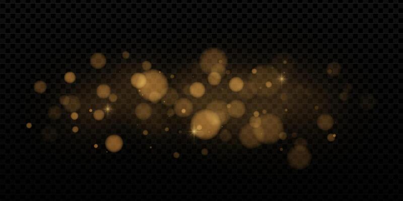Golden glitter and sparkling light effect on dark background. Abstract festive bokeh with bright shine and magic glow. dust particles and confetti with luxury shimmer and soft radiance.