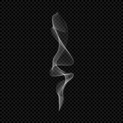 Smoke . White isolated cigarette curved vapor. Steam transparent effect. Vapour on black background. winding fume eps illustration