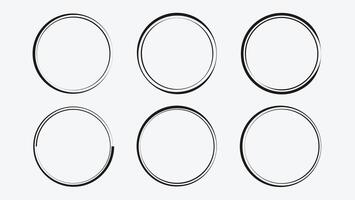 Set of Rough Lines Circles - Hand Drawn Rough Circle Outline vector