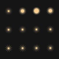 Set of Different Shapes of Sun Burst Designs vector