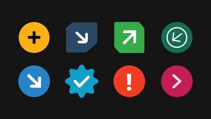 Set of Modern Style Arrow Stickers