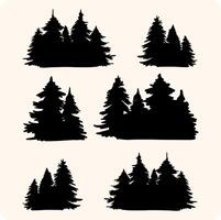 Pine Tree Silhouette Collection with background cream vector