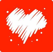 Sketchy White Heart on Red with background cream vector
