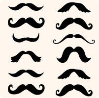Mustache Silhouette Collection with background cream vector