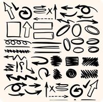 Hand Drawn Scribble and Shape Collection with background cream vector