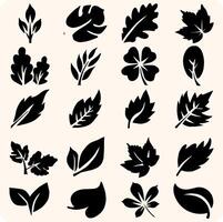 Leaf Silhouette Collection with background cream vector