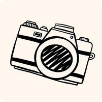 Camera Sketch Illustration with background cream vector