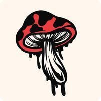Mushroom with Dripping Liquid with background cream vector