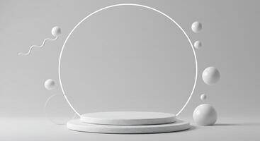 3d render of a white oval with a circle around it photo