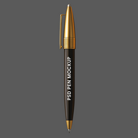 Pen mock up with silver finish ballpoint design and branding mock template psd