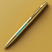 Clean golden pen mock up for branding use with ballpoint mockup included psd