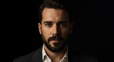 A man with a beard and a suit on photo
