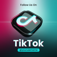Glow Follow Us On Tiktok Glossy 3d Render Square Design psd