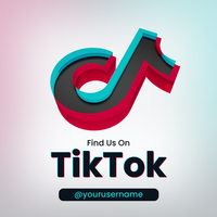 White Find Us On Tiktok Glossy 3d Render Square Design psd