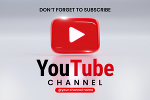 White background Don't Forget To Subscribe Glossy Youtube Channel Web Banner psd