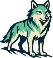 Forest Gradient Wolf Full Body Artwork vector