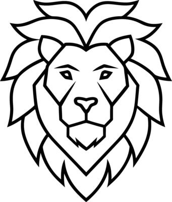 Minimal Line Art Logo of a Lion Head