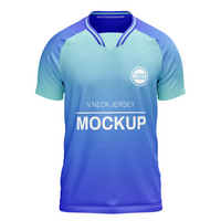 Mens v neck with sharp collar layer raglan short sleeve tshirt jersey mockup front view psd
