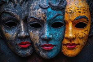 Three venetian masks showing different personalities photo