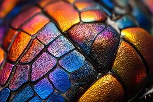 Extreme close-up of colorful jewel beetle carapace showing intricate texture photo