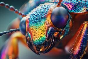 Iridescen t jewel beetle showing vibrant colors and intricate details photo