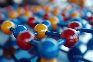 Molecular structure connecting colorful atoms and molecules photo