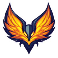 Phoenix fire wings emblem on transparent background a modern and abstract graphic design png