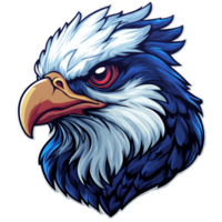 Bold eagle head illustration with patriotic colors and transparent background for versatile design use png