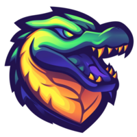 Illustration - Colorful Alligator Head with Open Mouth and Sharp Teeth png