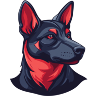 Fierce german shepherd with red accents on transparent background a illustration png