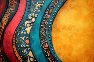 Colorful textured background showing tribal patterns creating a vibrant design photo