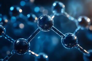 Glass molecules forming crystal lattice structure in abstract scientific background photo