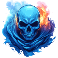 Skull with ice and fire energy on transparent background a digital art concept between 100 and 200 characters png