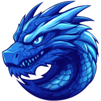 Detailed blue dragon head with textured scales and spikes on a transparent background for versatile design use png