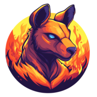 Stylized fire wolf emblem with transparent background for graphic design projects and branding png