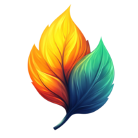 Colorful overlapping leaves artistically rendered on transparent background for versatile design applications png