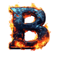 Fiery and bold letter b with molten texture on transparent background for dynamic designs png