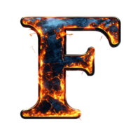 Fiery letter f with transparent background a vivid and intense graphic design element png