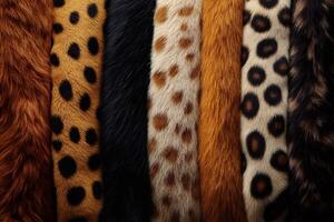 Various animal fur textures creating a colorful pattern photo